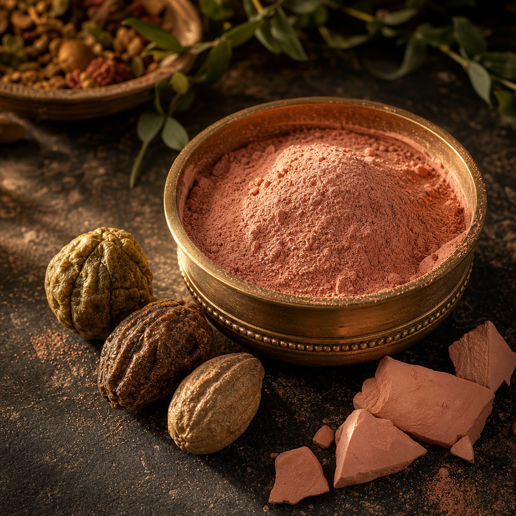 Luxury Ayurvedic composition for pigmentation ritual with Prasanna ubtan ingredients